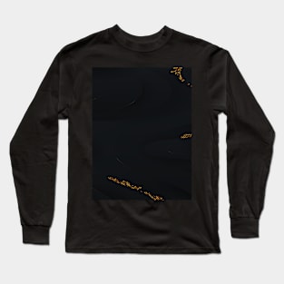 black to dark gray pattern with gold trim Long Sleeve T-Shirt